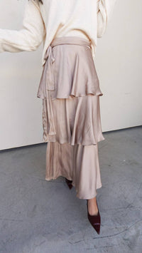 En Creme - Tiered Satin Maxi Skirt
