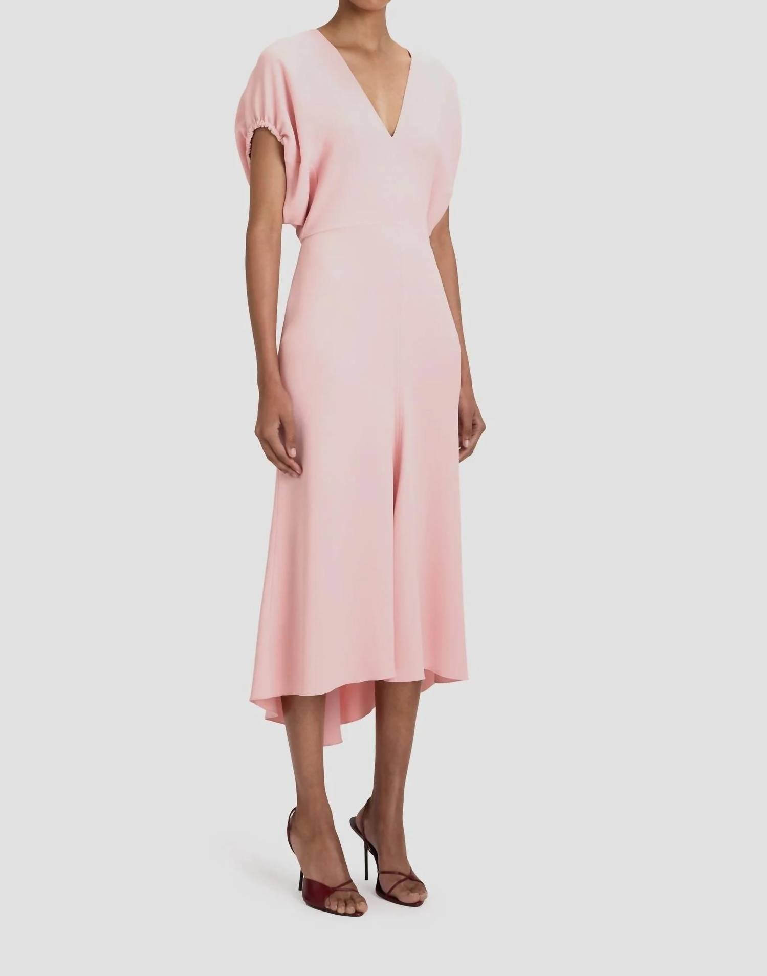 Victoria Beckham - Fluid Cady Blouson Detail Midi Dress