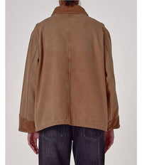 ROLLA'S Corduroy Barn Jacket in washed cocoa - women's jacket - detail view