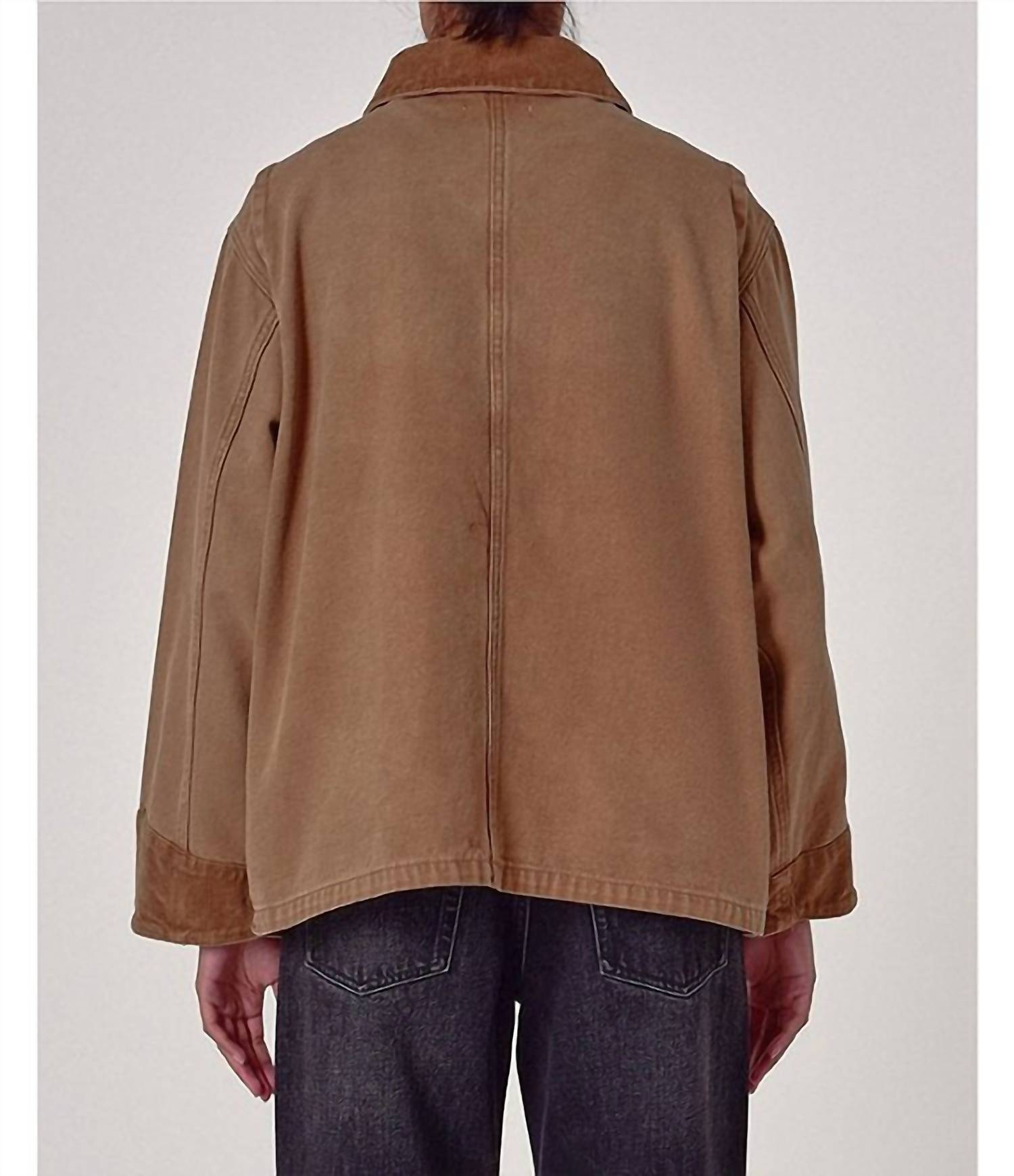 ROLLA'S Corduroy Barn Jacket in washed cocoa - women's jacket - detail view