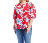 Karen Kane - Puff Sleeve Button-front Shirt - Plus