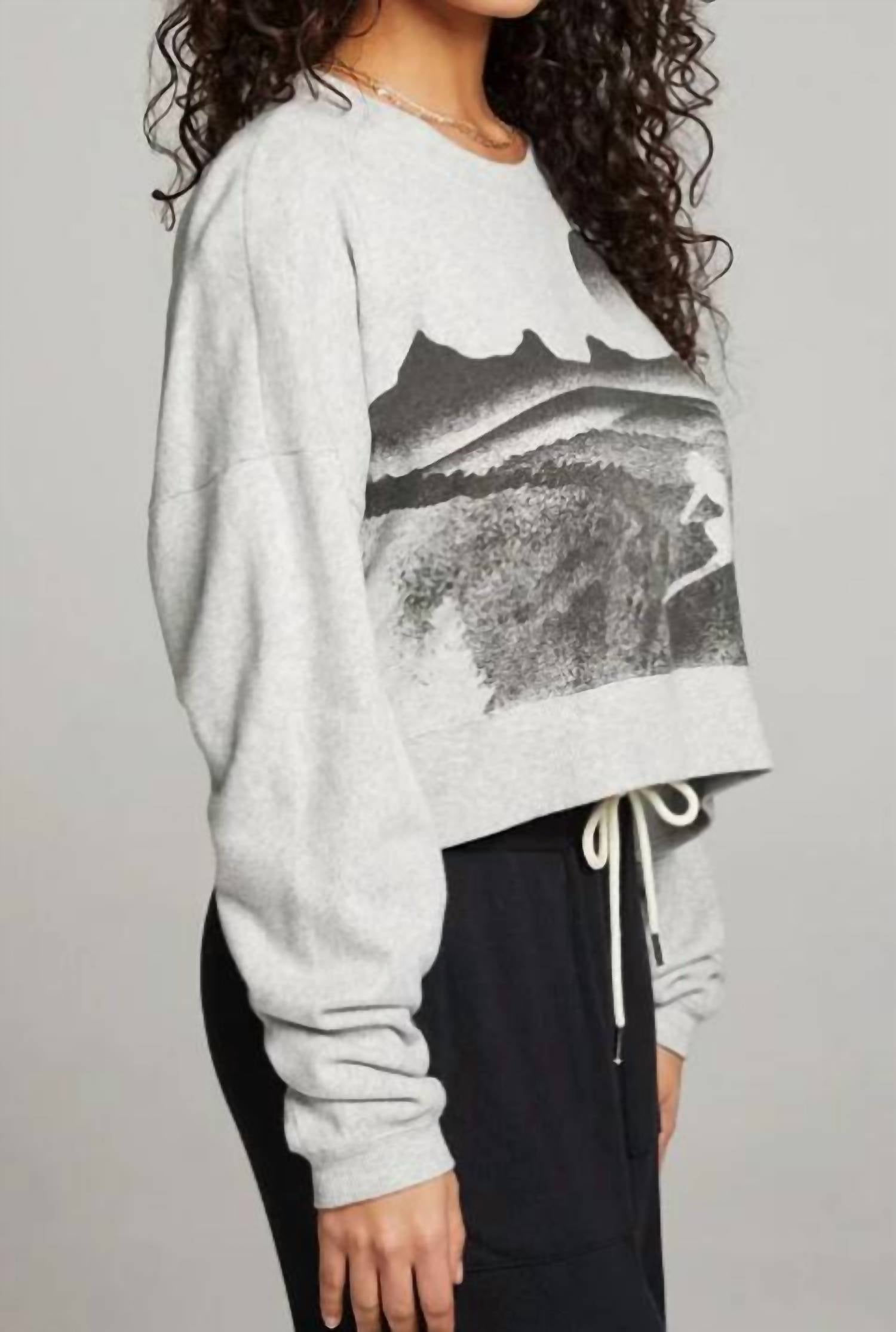 Chaser - Ski Life Long Sleeve Crop Sweatshirt