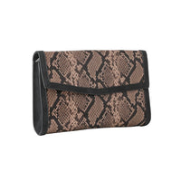 HAUTE SHORE Women's Beth Python Clutch Bag in brown python - women's bag - detail view