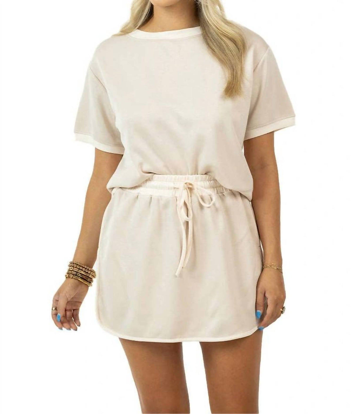Katydid - Women's Scuba Contrast Top And Skirt Set