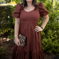 Mittoshop - Mix Media Puff Sleeve Midi Dress