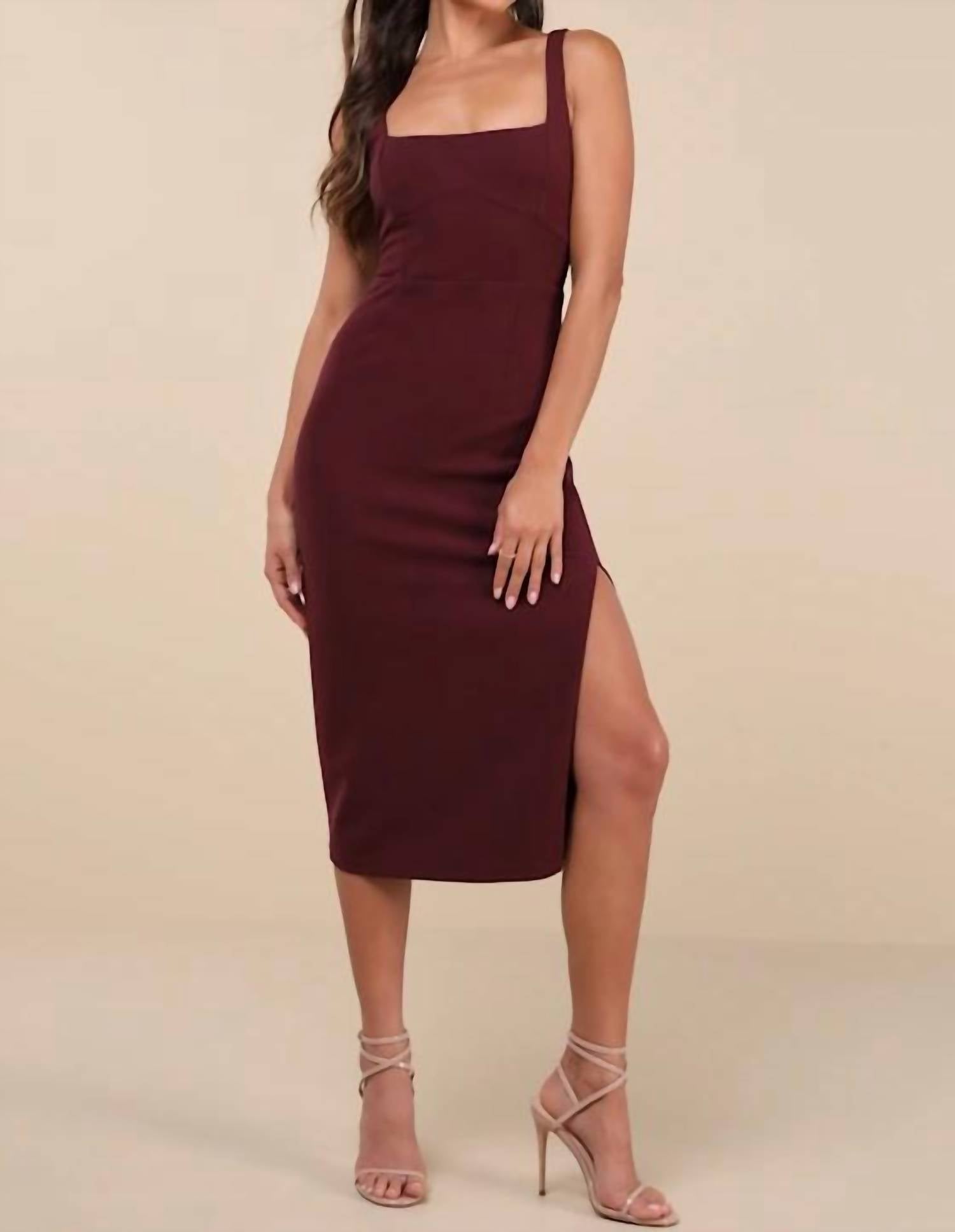 Lulus - Vibrant Allure Square Neck Sleeveless Bodycon Midi Dress