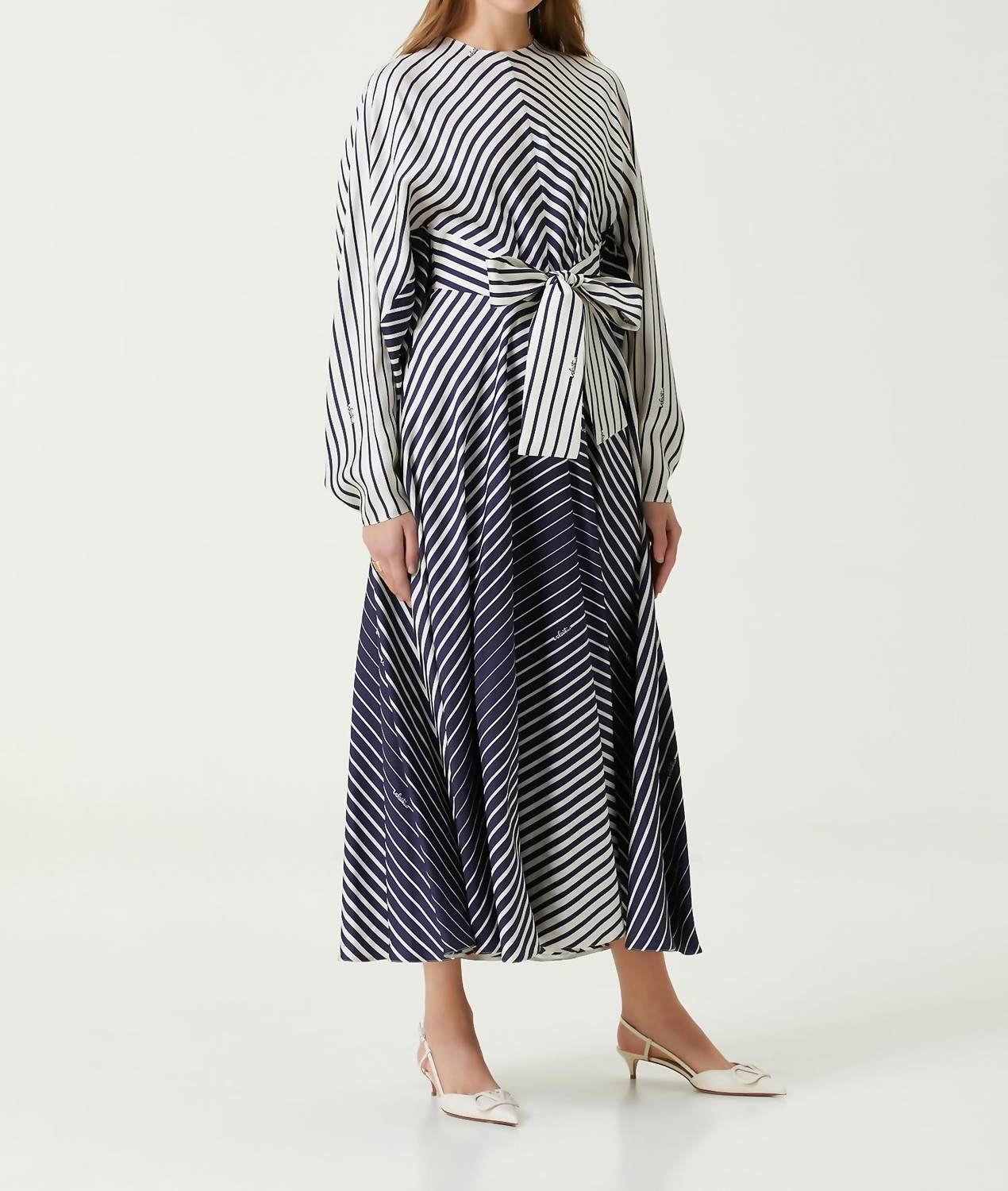 Valentino - Striped Maxi Silk Dress