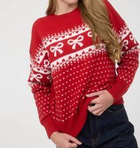 Blu Pepper - Bow And Heart Jacquard Sweater