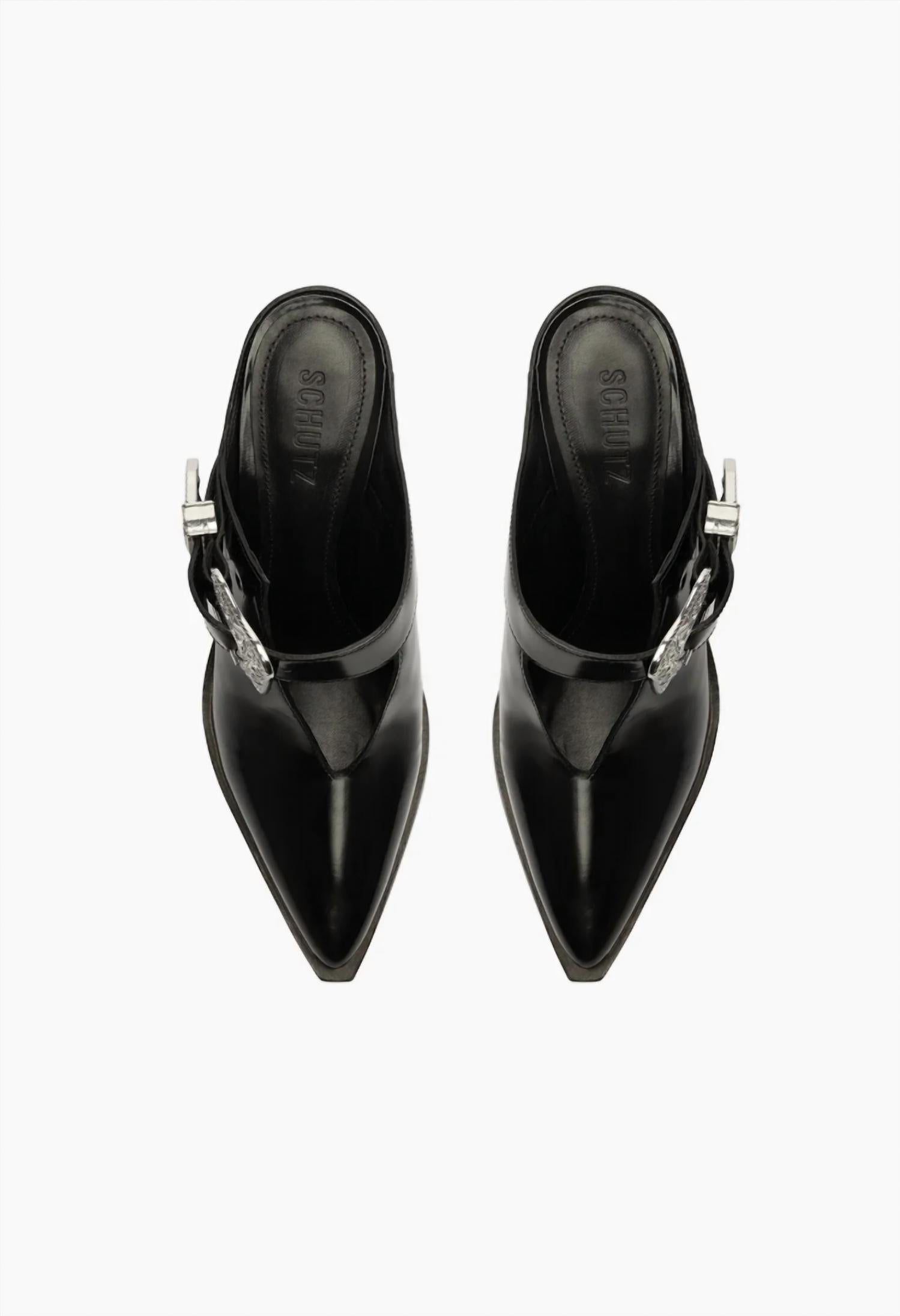 SCHUTZ Women's Jeane Casual Leather Pump Shoe in black - women's heels - view 4