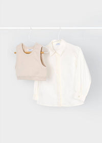 Mayoral Girl's Blouse And Vest Set in white - item