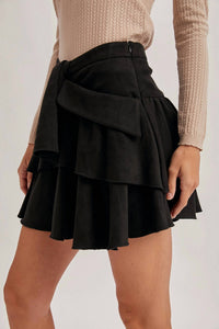 Bluivy - Out On The Town Suede Ruffled Mini Skirt