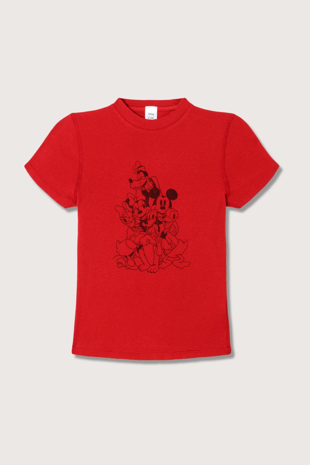 RE/DONE 90's Baby Mickey Mouse Crew Tee in rosso - women's t-shirt - view 4