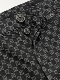 Balmain - Mini Monogram Jacquard Loose Denim Pants
