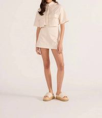 MINKPINK Bonnie Pocket Crop Shirt in beige - women's shirt