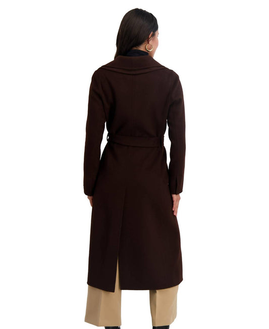 Tahari - Women's Slim Fit Double-faced Wool Blend Belted Wrap Coat