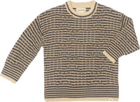 ME & HENRY Kid's Textured Brian Long Sleeve Sweater in charcoal - kids' sweater - detail view