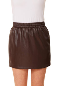Dolce Cabo - Faux Leather Elasticized Waist Mini Skirt