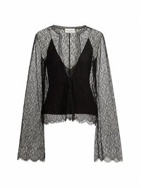 Brandon Maxwell Eloise Relax Lace Top in black - women's blouse - view 4