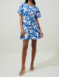 SUGARLIPS Kohl Flouncy Mini Dress in blue floral - women's dress - view 4