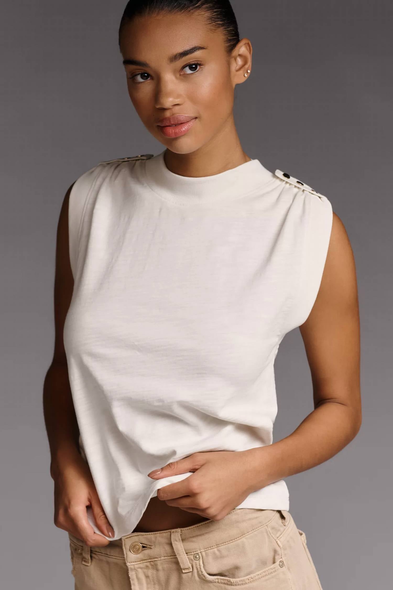 Nation Ltd - Mikka Buttoned-shoulder Tank Top