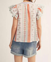 Jodifl - Women's Layered Ruffle Cap Sleeves Blouse