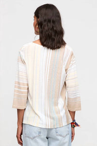 Aldo Martins - Stripe V-neck Buton Top