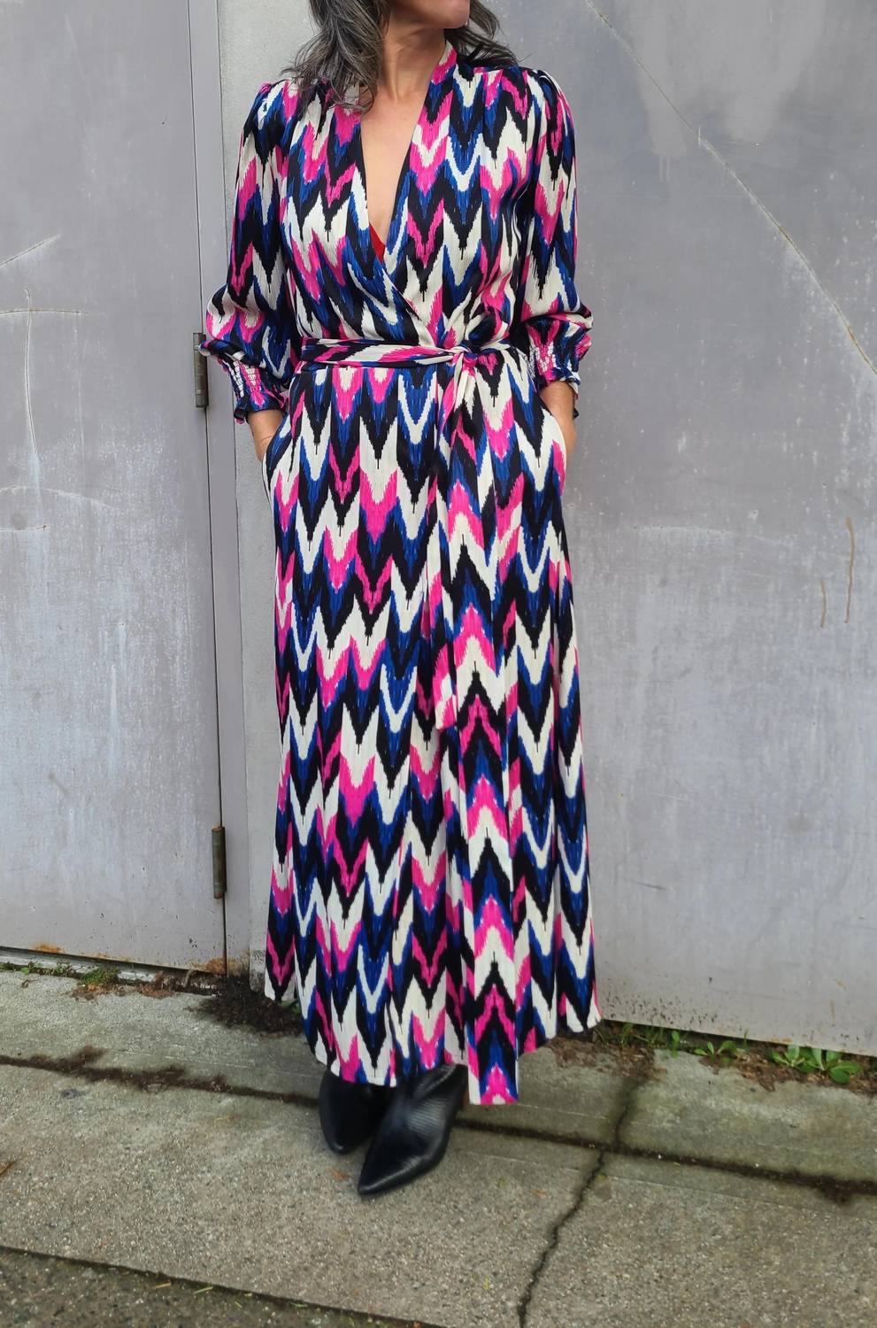Vilagallo - Ikat Chevron Midi Dress