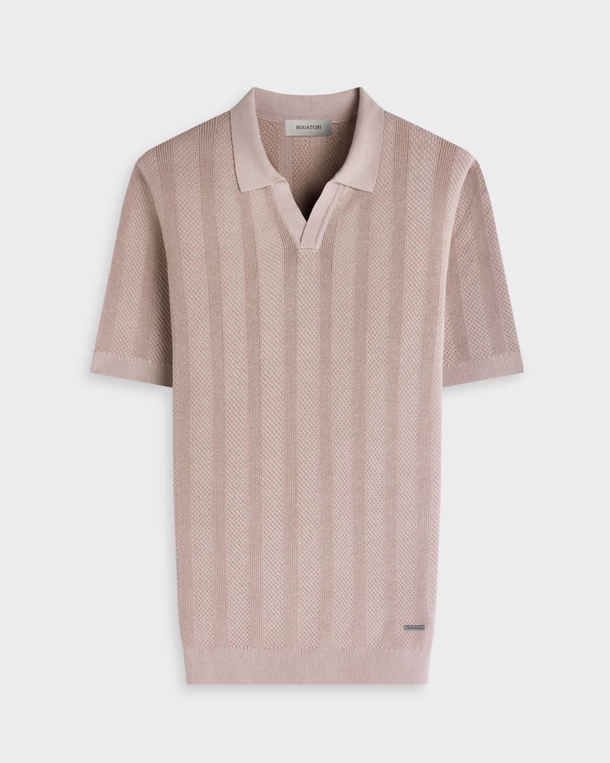 Bugatchi Uomo - Textured Stripe Johnny Collar Short-sleeve Sweater
