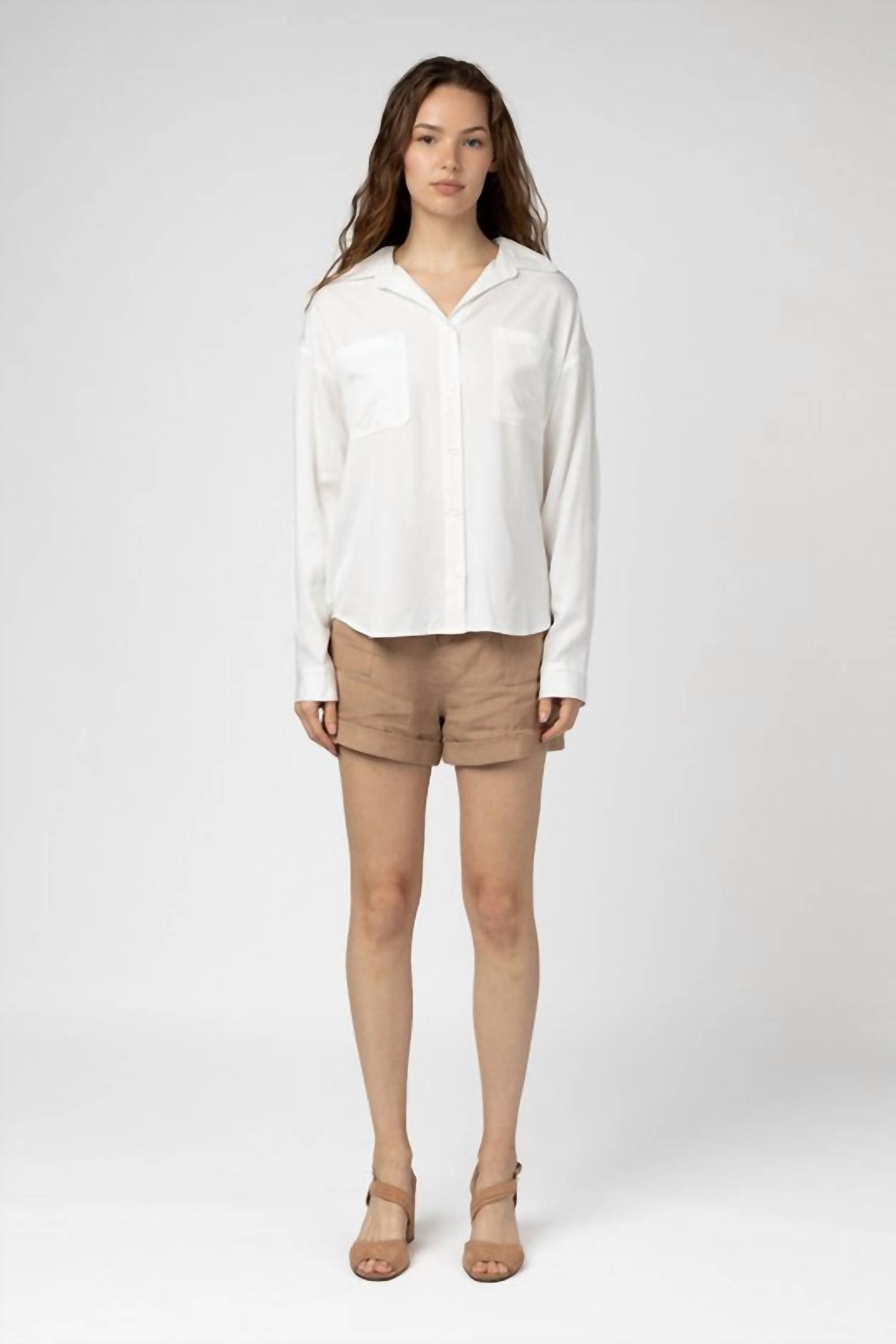MOD REF Austin Button Up Top in white - women's shirt - alternate view