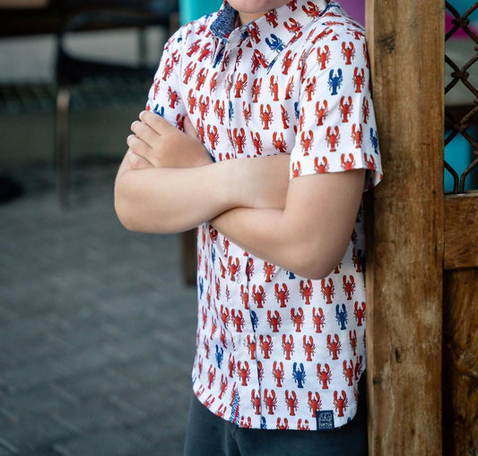 Tuktuk Designs - Boys Lobsters Short Sleeve Shirt