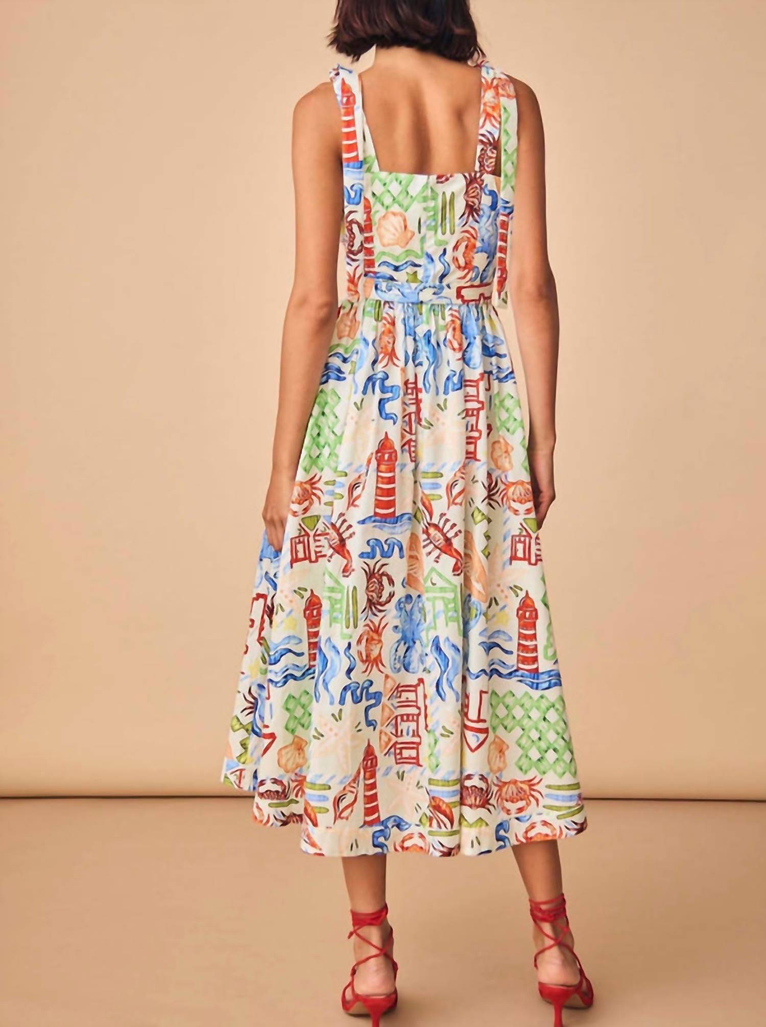 HUNTER BELL Quincy Midi Dress in surfside - women's dress - detail view