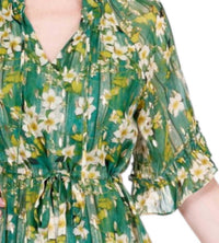 Jade Melody Tam - Ruffles Cinched Waist Maxi Dress