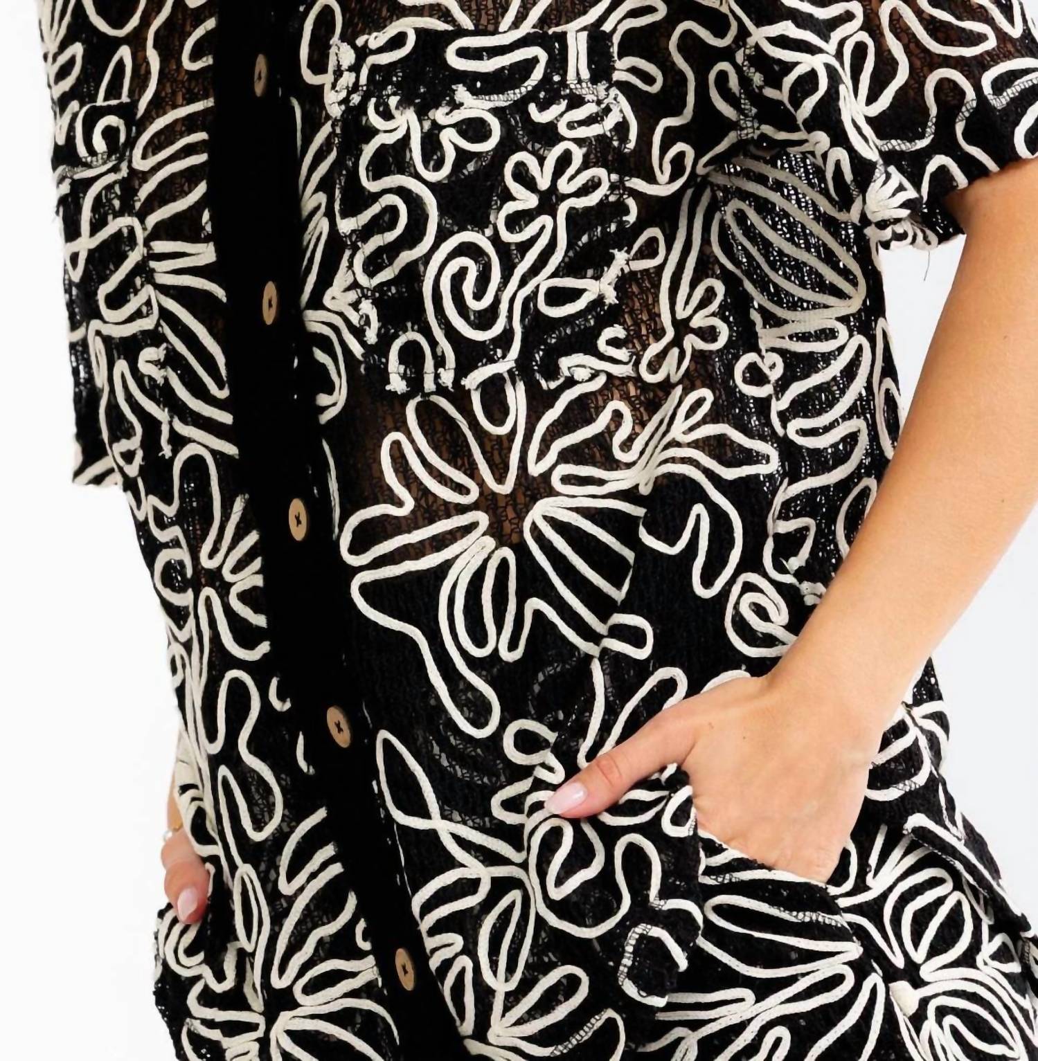 Little Secret Of Mine - Tropical Breeze Sleeve Blouse & Elastic Waist Shorts Crochet Set