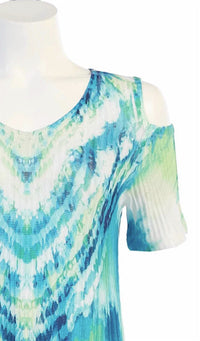 Jess & Jane - Women's Tie Laces Ribbed Open Shoulder Top
