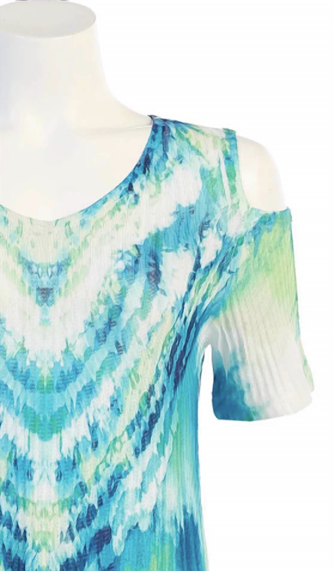 Jess & Jane - Women's Tie Laces Ribbed Open Shoulder Top