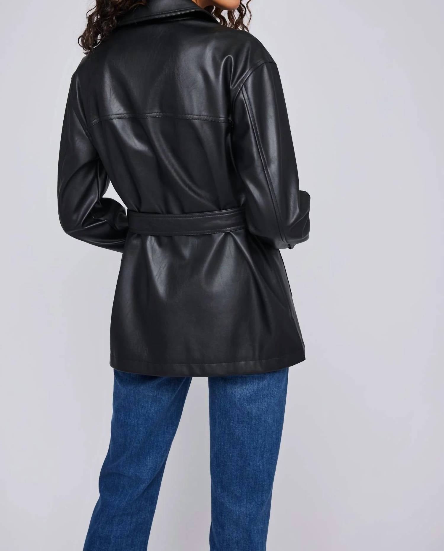 Gentle Fawn - Grenadine Faux Leather Belted Trench Jacket