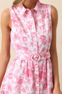 Prosperina Cara La France Dianthus Maxi Dress in pink floral - women's dress - detail view