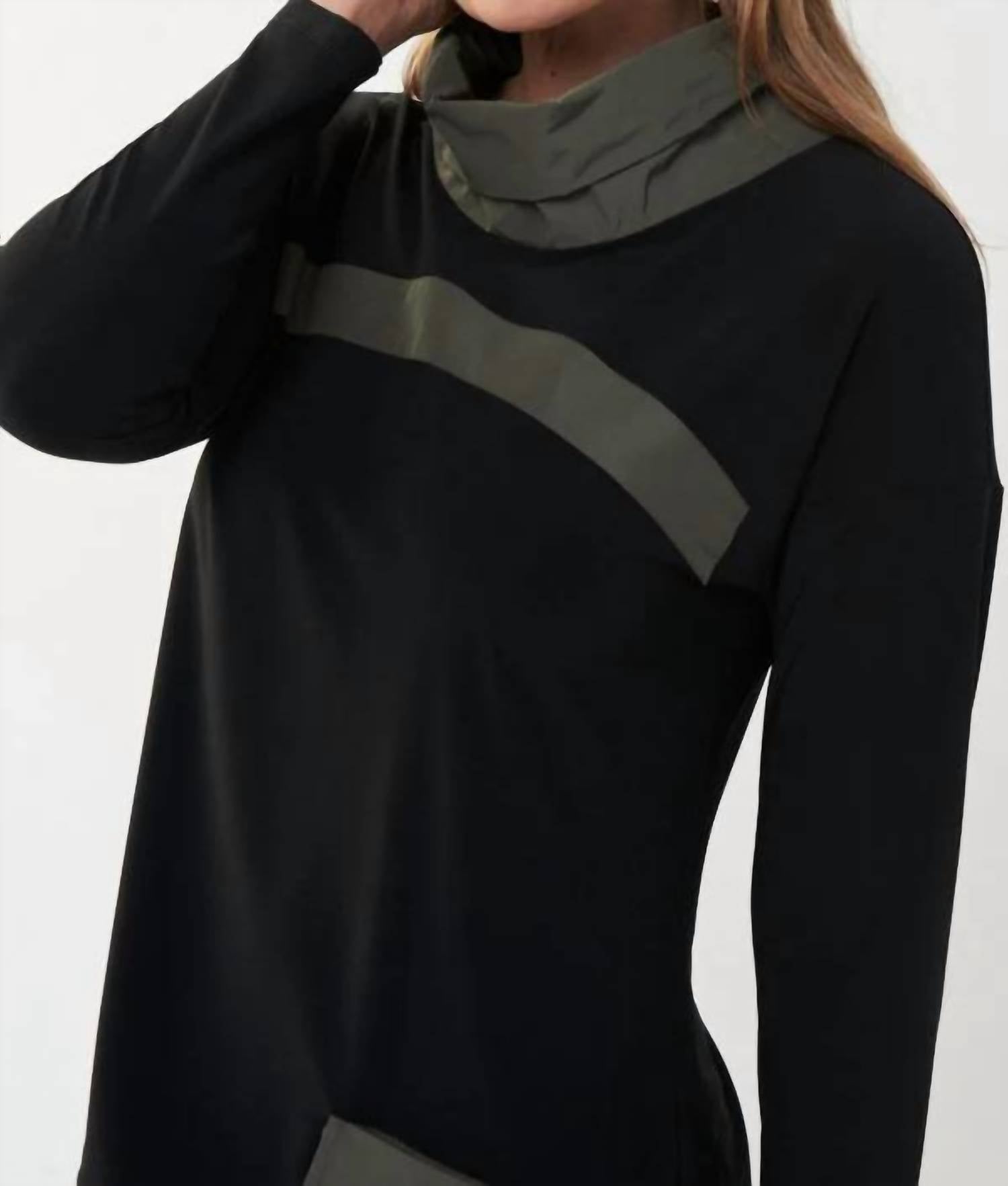 Joseph Ribkoff - Candace Contrast Cowl Neck Pocket Tunic