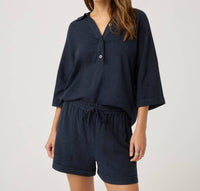 Splendid Coastal Elbow Length Sleeves Top in navy - women's blouse