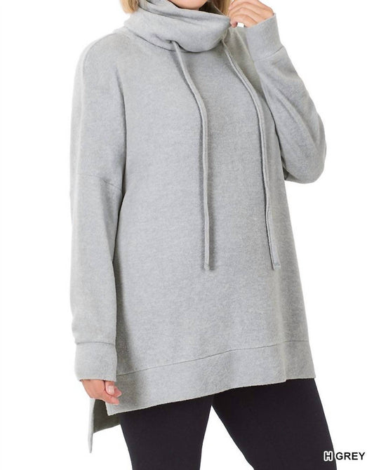 Zenana - Brushed Melange Funnel Neck Sweater