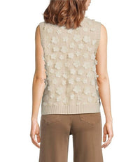 Charlie B - 3d Floral Mesh V-neck Sleeveless Sweater Vest