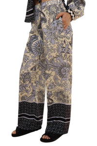Imprevu - Border Print Wide Leg Pants