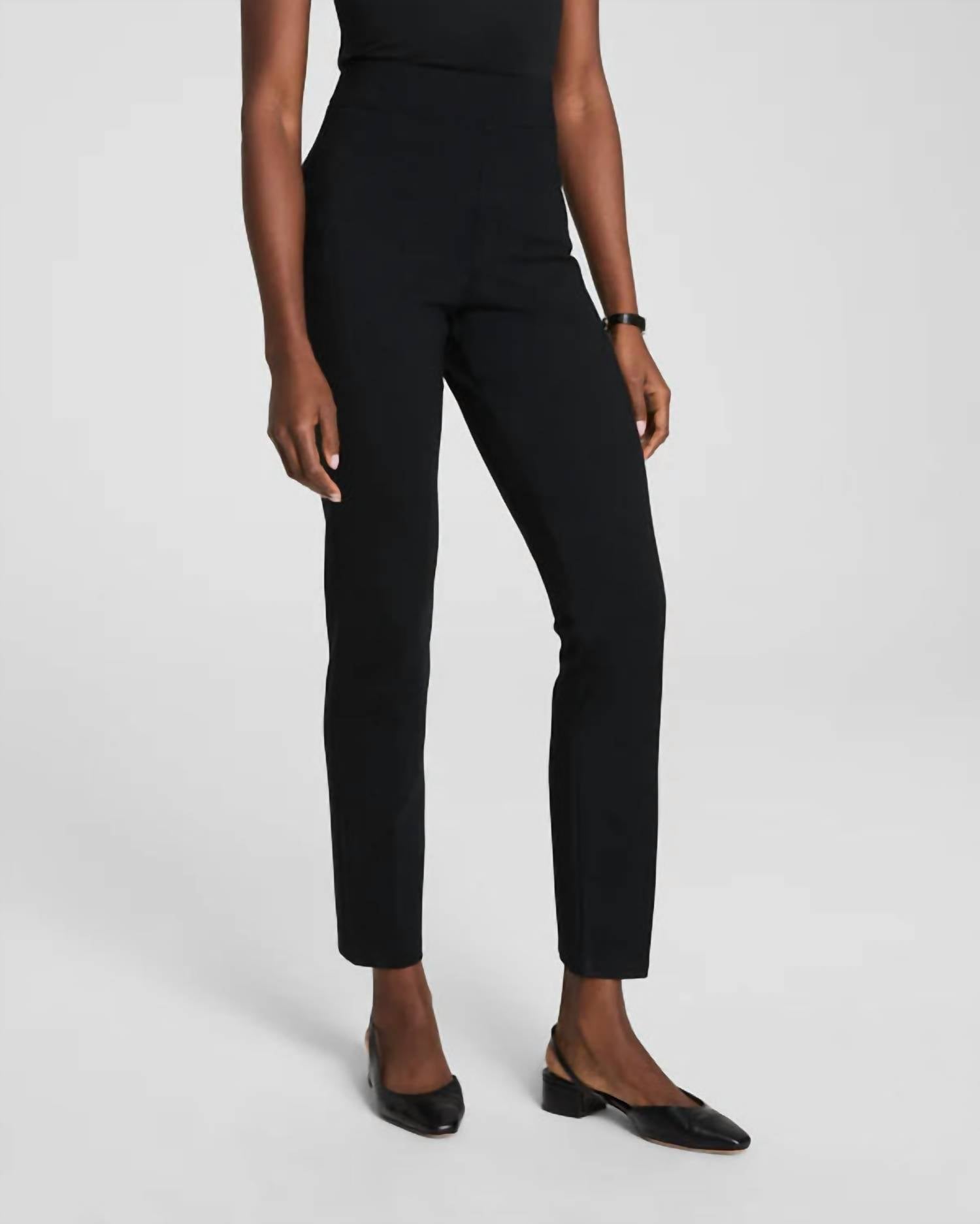 Spanx Perfect Fit Ponte Slim Straight Pant in black - women's pants