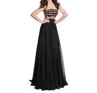 Sherri Hill - Strapless Embroidery Chiffon Gown