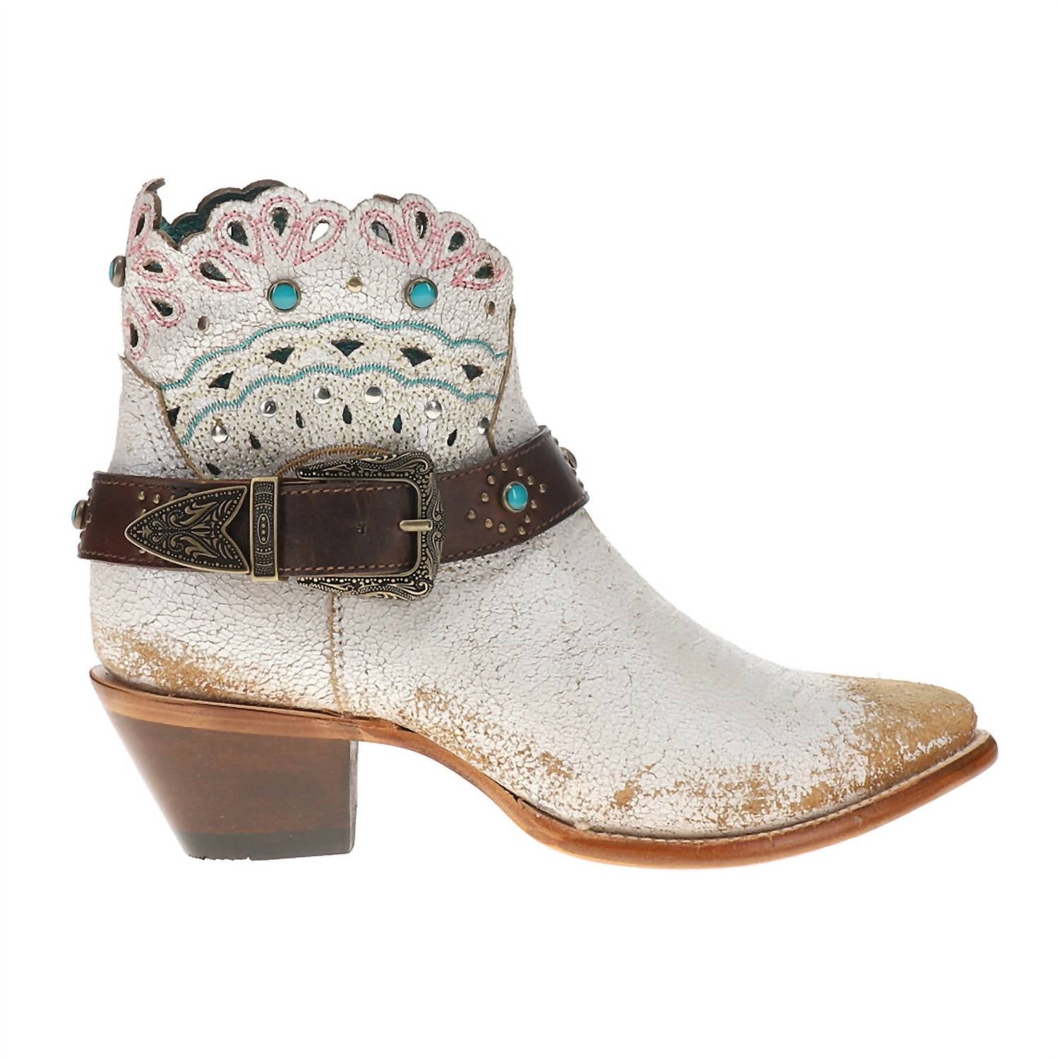 Corral - Women's Studded Harness Pointed Toe Zippered Cowboy Booties