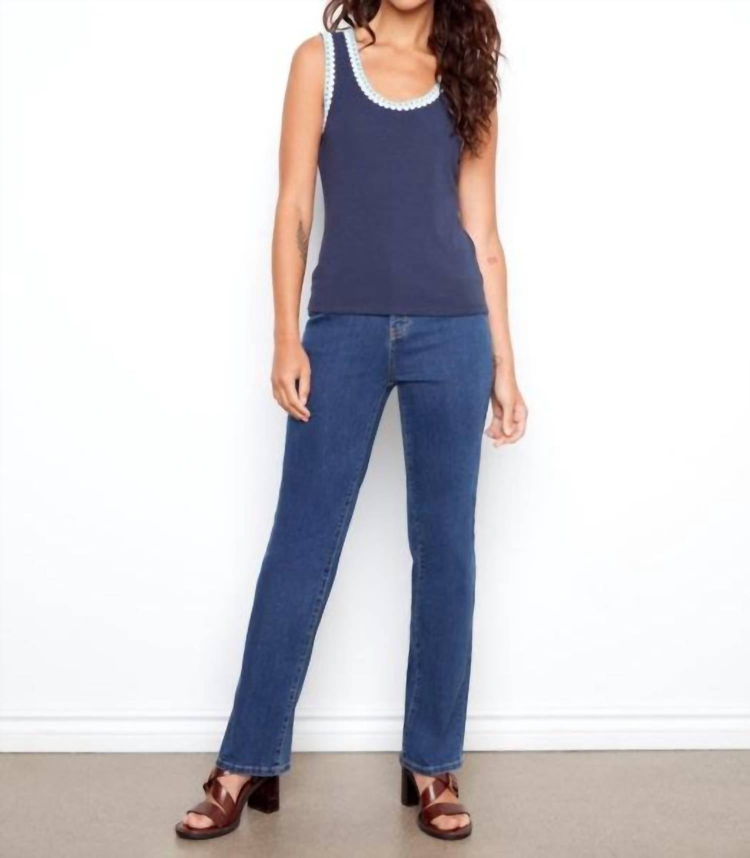 Charlie B - Interlock Knit Tank Top With Crotchet Detail