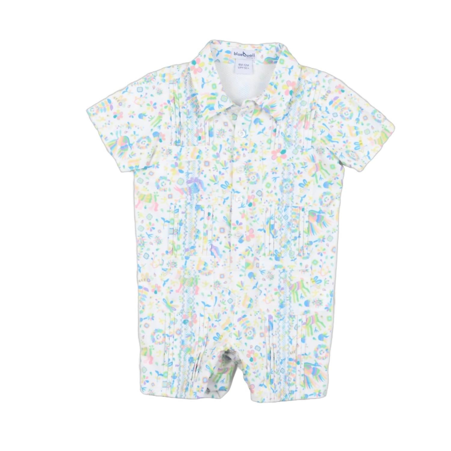 Blue Quail Clothing Co. - Kids Spring Otomi Short Sleeve Guayabera Romper