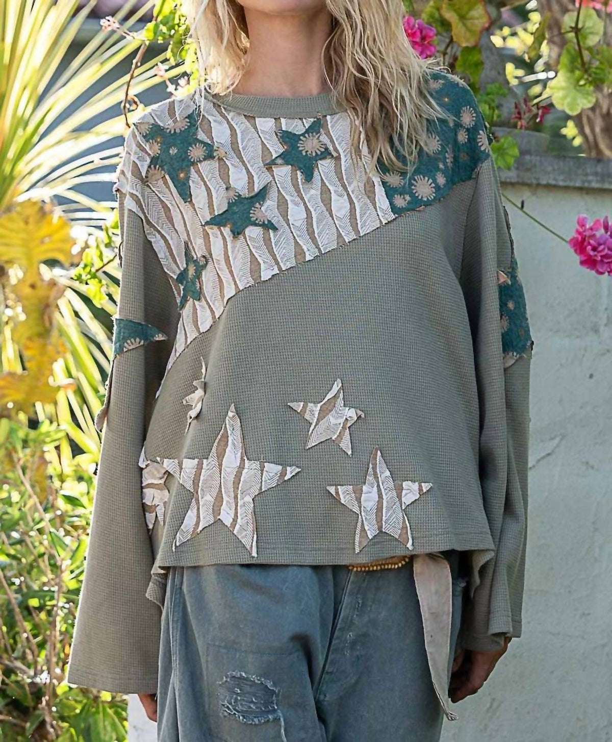 Pol - Patchwork Long Sleeve Top