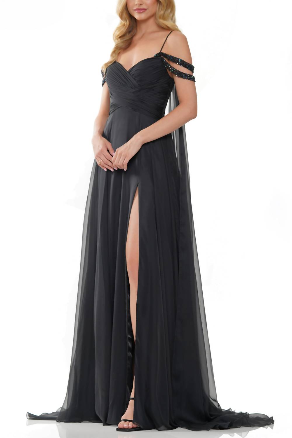 Colors Dress - Side-drapes Long Chiffon A-line Prom Gown