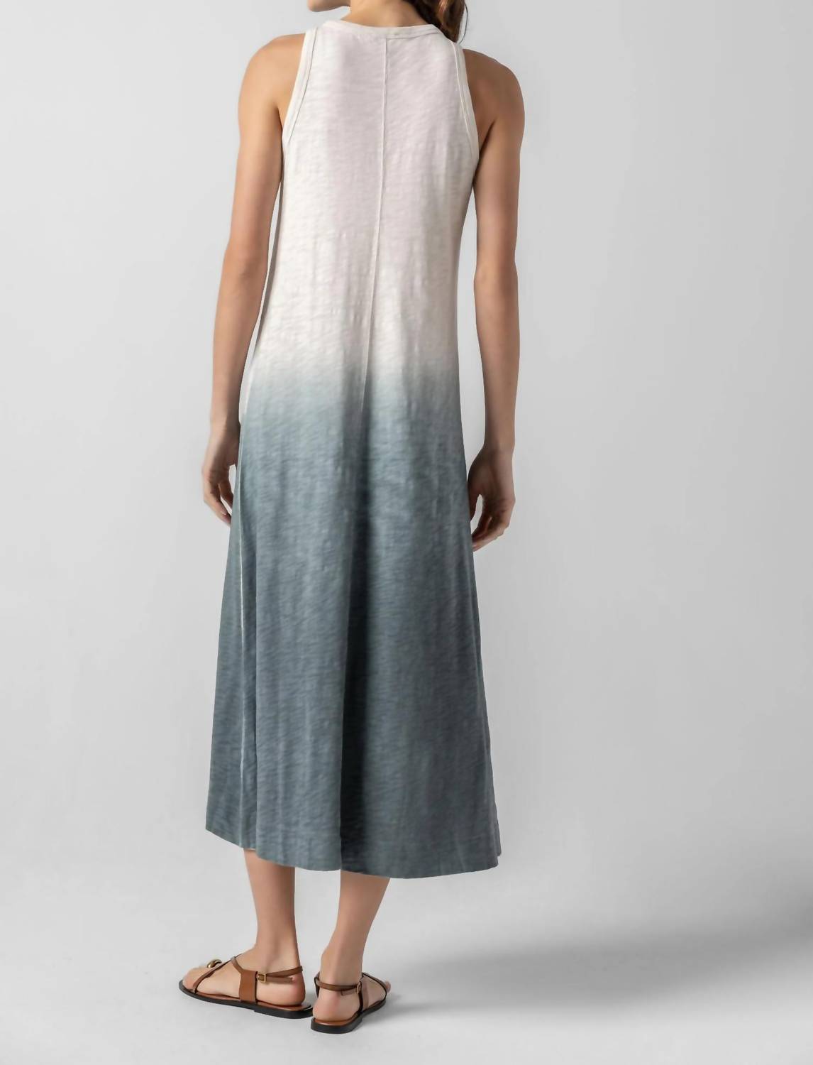 Lilla P Ombre Jewel Neck Tank Dress in vine - women's dress - detail view